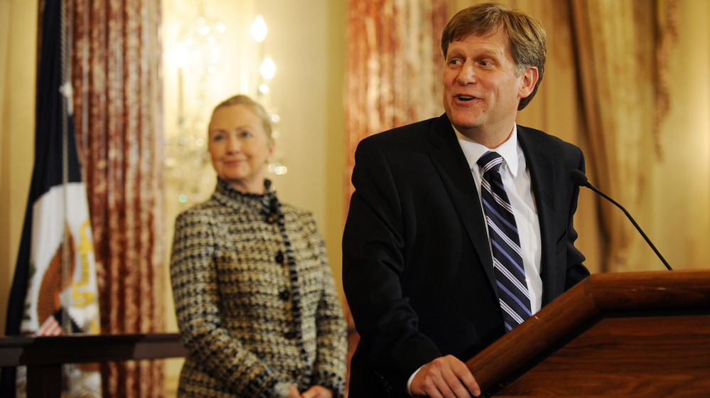 Michael McFaul, the architect of the reset of relations with Russia, is now the U.S. ambassador to Moscow as the countries work through a series of difficult issues. Here, McFaul is shown at his Jan. 10 swearing-in at the Sate Department, a ceremony presided over by Secretary of State Hillary Clinton.