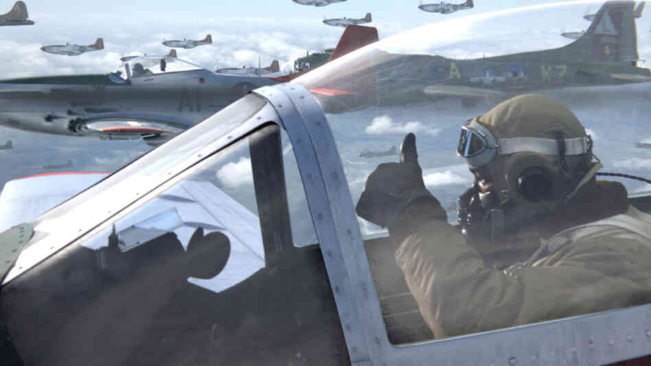 Escorting a squadron of bombers, Andrew "Smokey" Salem (Ne-Yo) signals fellow pilots on the way into combat with German forces in the new film Red Tails, based on the experiences of the famed Tuskegee Airmen fighter group. Escorting a squadron of bombers, Andrew "Smokey" Salem (Ne-Yo) signals fellow pilots on the way into combat with German forces in the new film Red Tails, based on the experiences of the famed Tuskegee Airmen fighter group.