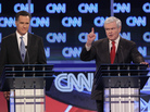 Newt Gingrich (right) responds to a question about things one of his ex-wives said about their marriage during last night's debate in South Carolina. Mitt Romney, looks on. Newt Gingrich (right) responds to a question about things one of his ex-wives said about their marriage during last night's debate in South Carolina. Mitt Romney, looks on.