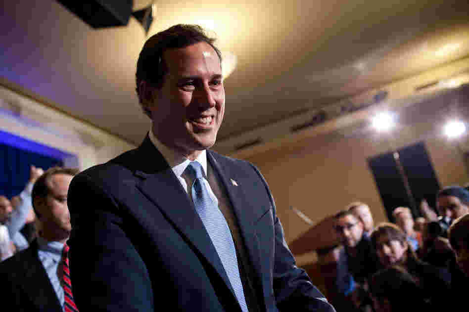 Rick Santorum vowed to go forward after finishing third. "It's a wide-open race. Join the fight," he said. 