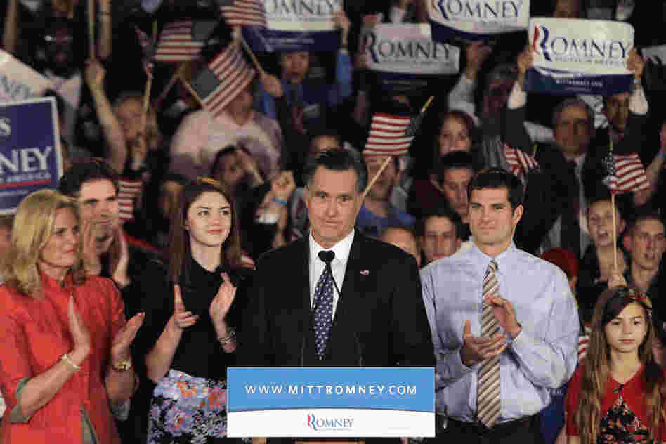 "Our party can't be led to victory by someone who also has never run a business and never led a state," Mitt Romney told his disappointed supporters. 