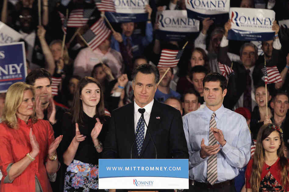 "Our party can't be led to victory by someone who also has never run a business and never led a state," Mitt Romney told his disappointed supporters. 