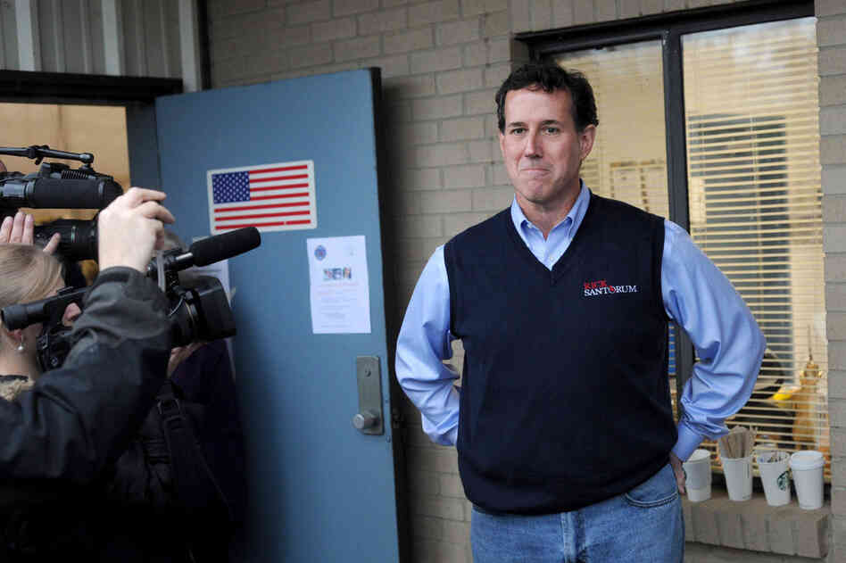 Santorum stops by the Amicks Ferry voting precinct in Chapin. 
