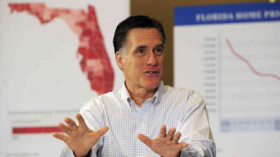 Former Massachusetts Gov. Mitt Romney campaigns in Tampa, Fla., on Monday. 