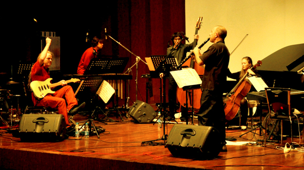 Members of the Bang on a Can All-Stars playing in Shanghai in 2009. (courtesy of the artists)