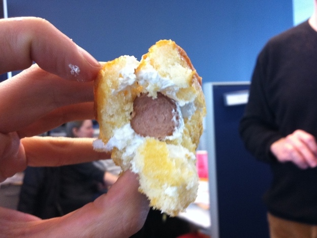 "Spelunk" is both how you find the hot dog, and the sound you make when you eat this. 