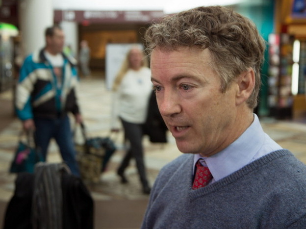 Sen. Rand Paul (R-Ky.) at the Nashville airport earlier today, talking about his delay at security.