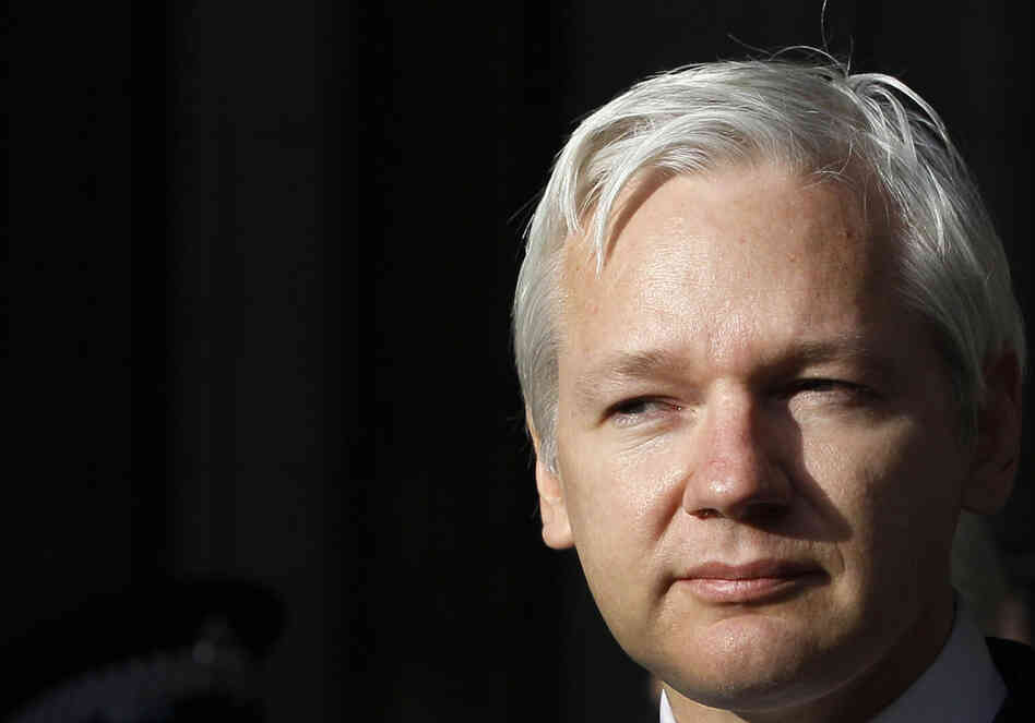 WikiLeaks founder Julian Assange pauses as he makes a statement to media gathered outside the High Court in London, last year.