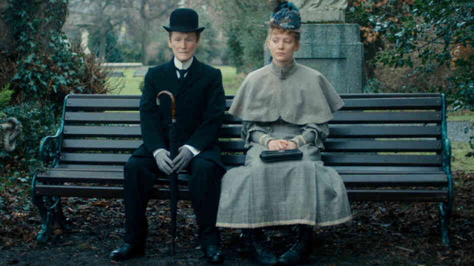 Albert Nobbs (Glenn Close) and Helen (Mia Wasikowska) go on a series of awkward dates in Albert Nobbs, a film based on a 1918 George Moore story. Albert Nobbs (Glenn Close) and Helen (Mia Wasikowska) go on a series of awkward dates in Albert Nobbs, a film based on a 1918 George Moore story.