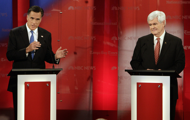 Mitt Romney worked hard to raise doubts about Newt Gingrich at the Tampa GOP presidential debate.
