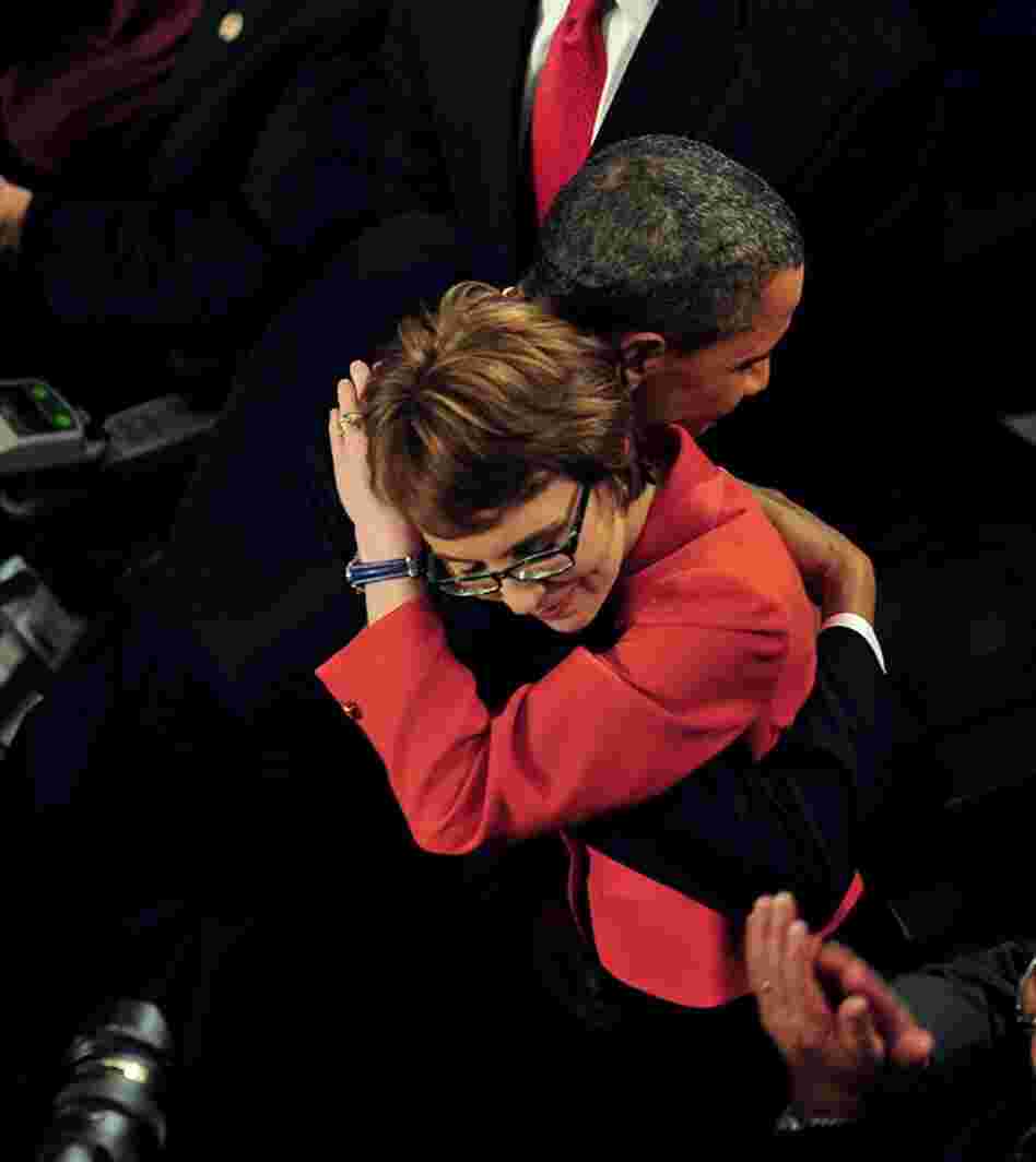 President Obama hugs Arizona Rep. Gabrielle Giffords in the one moment of true, bipartisan good feeling at the State of the Union. 