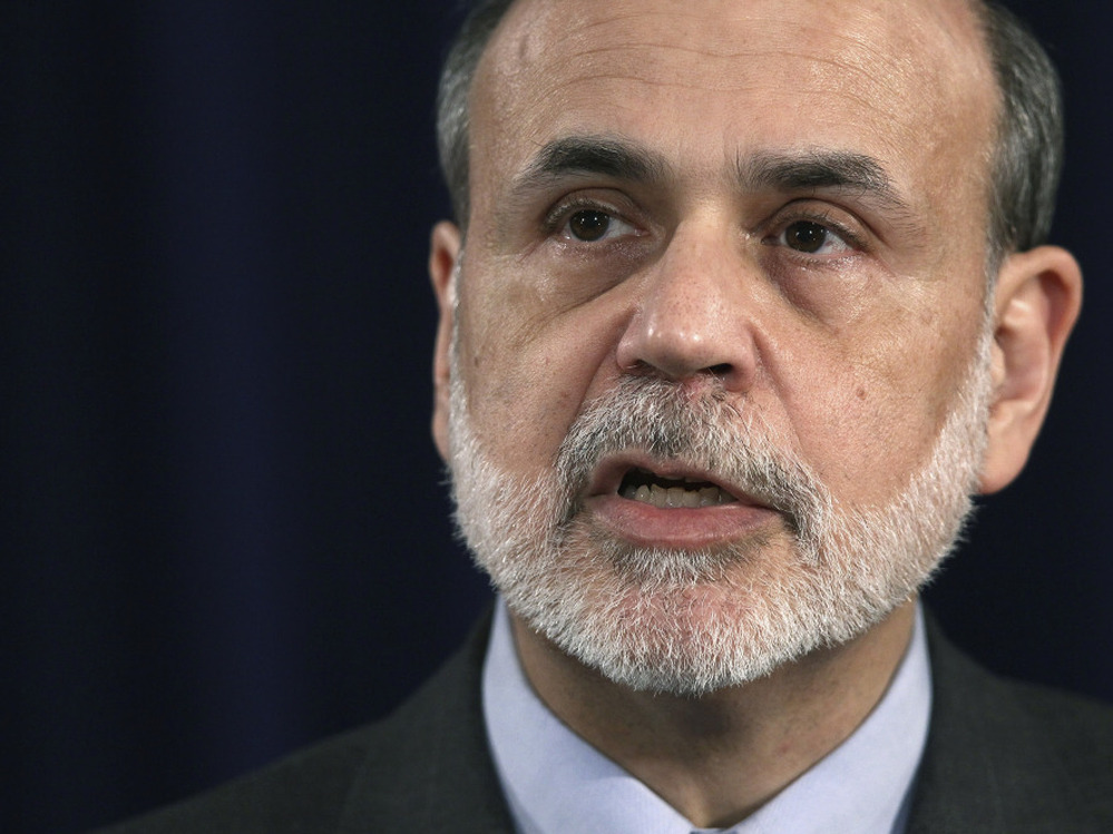 Federal Reserve Chairman Ben Bernanke during his news conference this afternoon. 