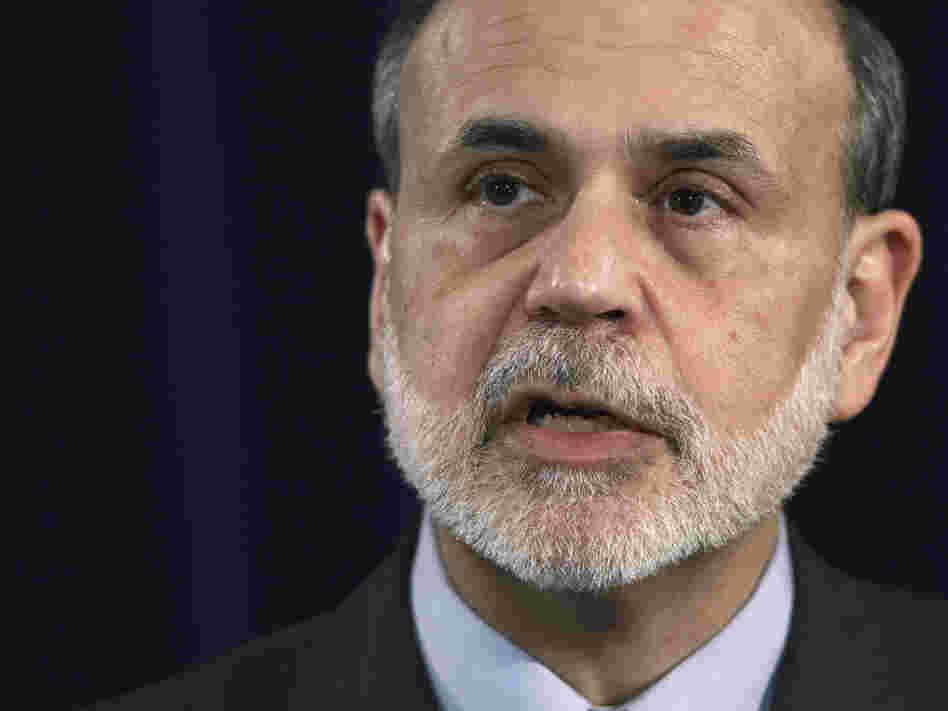 Federal Reserve Chairman Ben Bernanke during his news conference this afternoon. 