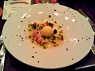 Lobster salad, pineapple sorbet and truffle oil-infused black sesame seeds, as prepared by Cuban Chef Luis Alberto Alfonso Pérez. Lobster salad, pineapple sorbet and truffle oil-infused black sesame seeds, as prepared by Cuban Chef Luis Alberto Alfonso Pérez.