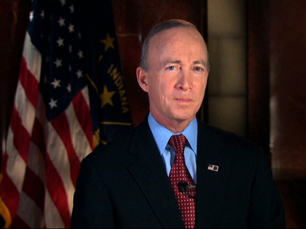 In this image from video, Indiana Gov. Mitch Daniels delivers the Republican response to Obama's State of the Union address.