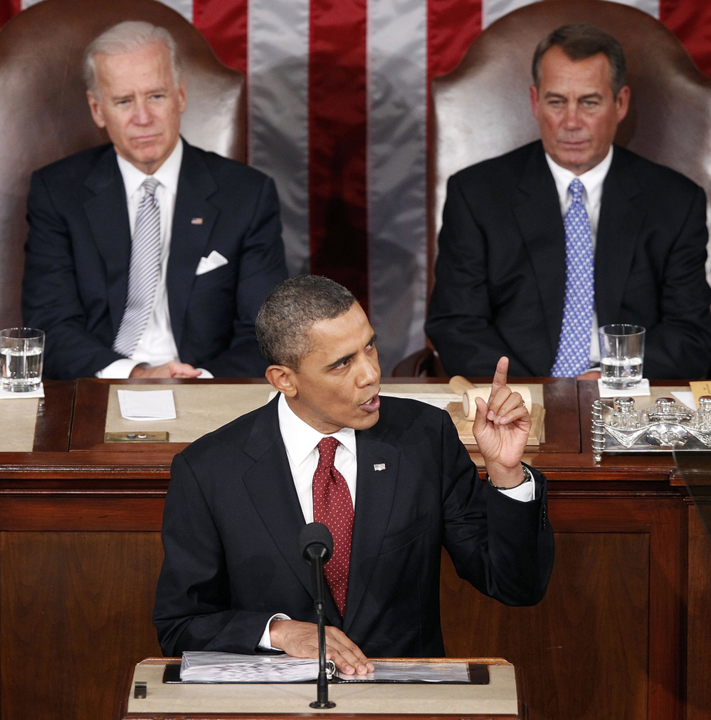 President Obama delivers the State of the Union address at the Capitol on Tuesday.