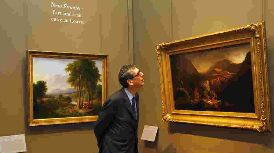 An exhibit at the Louvre Museum in Paris explores American landscape painting. Here, the museum's director, Henri Loyrette, looks at the oil paintings of Thomas Cole (1801-1848), known for his realistic and detailed works. An exhibit at the Louvre Museum in Paris explores American landscape painting. Here, the museum's director, Henri Loyrette, looks at the oil paintings of Thomas Cole (1801-1848), known for his realistic and detailed works.