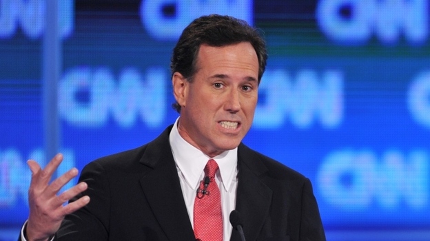 Former Pennsylvania Sen. Rick Santorum at Thursday's debate in Jacksonville, Fla.