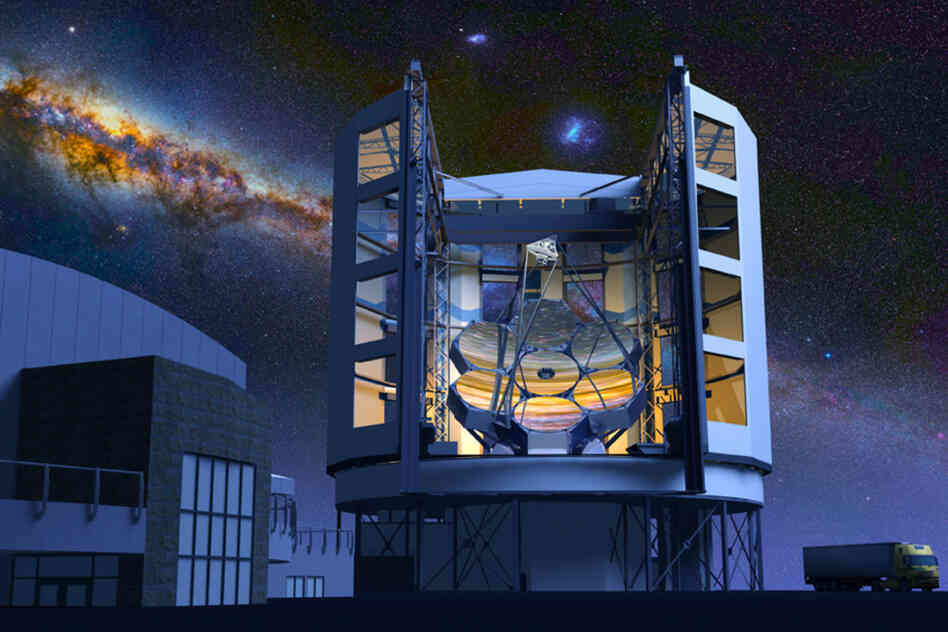 Giant Magellan Telescope (GMT)This telescope will be on the Las Campanas Peak in the Andes Mountains in Chile. The main mirror consists of seven 27.6-foot-diameter mirrors; together, they'll create a total light-collecting area that's 80.4 feet across.