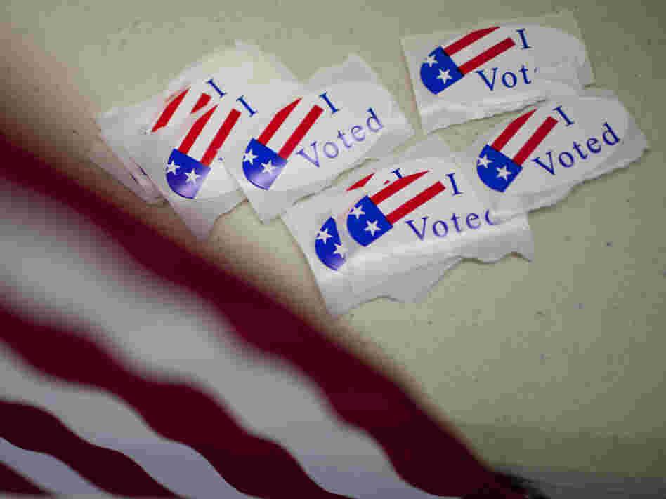 Stickers at a Nevada polling place on Election Day 2010. 