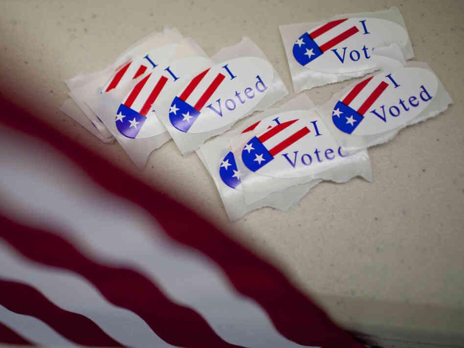 Stickers at a Nevada polling place on Election Day 2010. 