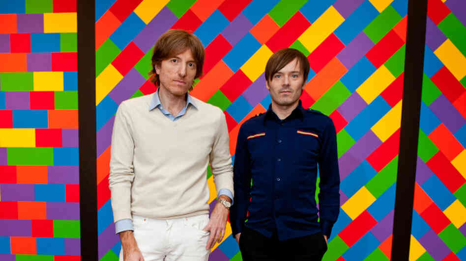 Nicolas Godin and Jean-Benoit Dunckel pose at a January screening of Le Voyage Dans La Lune at New York's Museum of Modern Art.