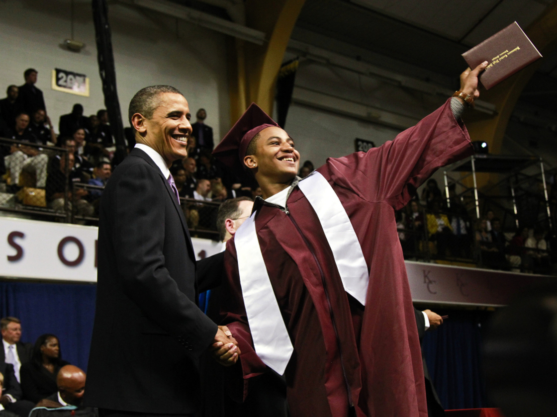  President Obama delivers the commencement address for Kalamazoo Central High School's class of 2007 in Kalamazoo, Mich. The state requires students to stay in school until they turn 18. 