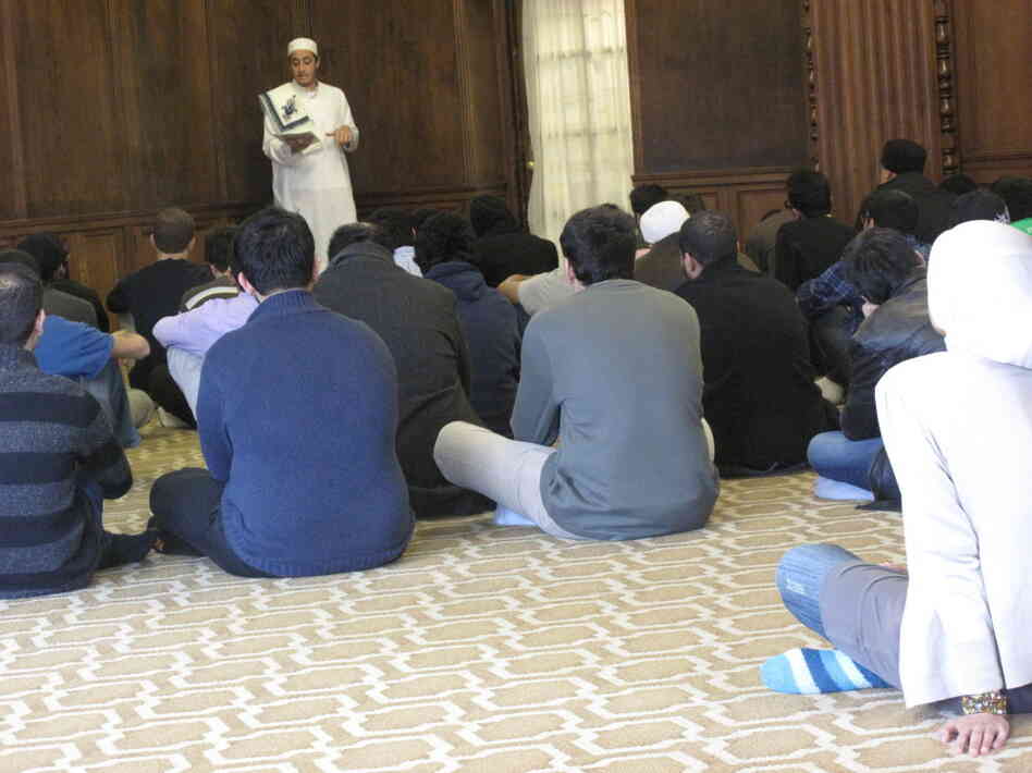 Muslim students at the University of Michigan listen to a sermon delivered by sophomore Mohamad Omar Hadied during Friday prayer. Muslim students at the University of Michigan listen to a sermon delivered by sophomore Mohamad Omar Hadied during Friday prayer.