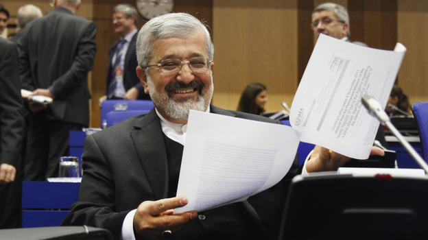 The International Atomic Energy Agency, or IAEA, is sending a team to Iran on Sunday to further look into the country's nuclear program. Here, Ali Asghar Soltanieh, Iran's ambassador to the agency, is shown at an IAEA meeting in Vienna on Nov. 18, 2011.