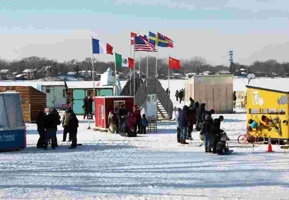 Even temperatures in the teens can't keep people away from Art Shanty. Luckily, most of the shanties themselves are heated.