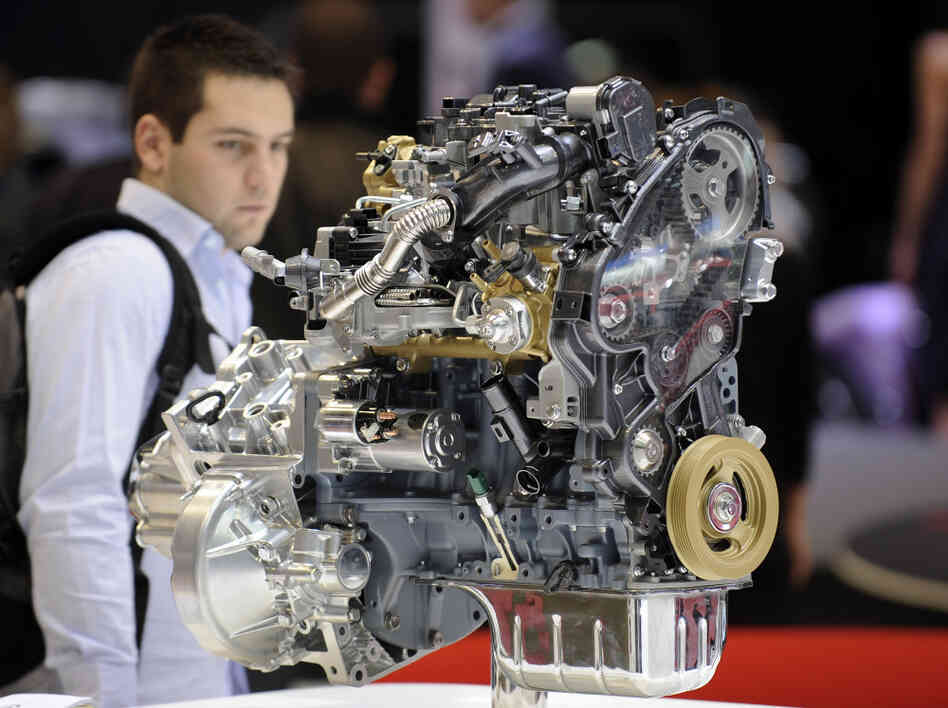 A visitor looks at a Citroen diesel engine at the Geneva Motor Show in Switzerland in 2010. Diesel is popular in Europe but not the U.S.; now, automakers are giving the technology more consideration as a means to meet new fuel economy standards. A visitor looks at a Citroen diesel engine at the Geneva Motor Show in Switzerland in 2010. Diesel is popular in Europe but not the U.S.; now, automakers are giving the technology more consideration as a means to meet new fuel economy standards.