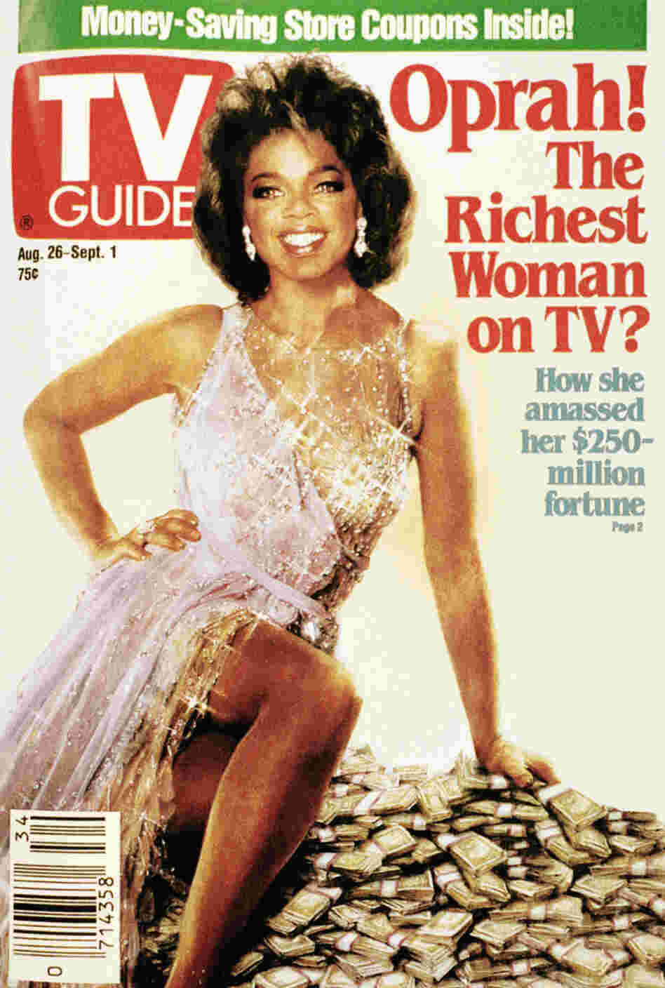 A 1989 issue of TV guide featuring Oprah Winfrey's face superimposed on actress Ann-Margret's classic hourglass figure. A 1989 issue of TV guide featuring Oprah Winfrey's face superimposed on actress Ann-Margret's classic hourglass figure.