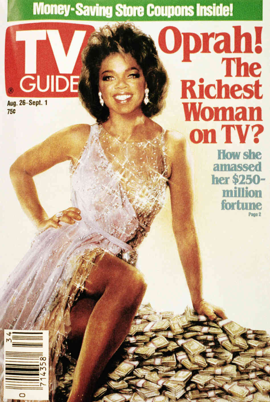 A 1989 issue of TV guide featuring Oprah Winfrey's face superimposed on actress Ann-Margret's classic hourglass figure. A 1989 issue of TV guide featuring Oprah Winfrey's face superimposed on actress Ann-Margret's classic hourglass figure.