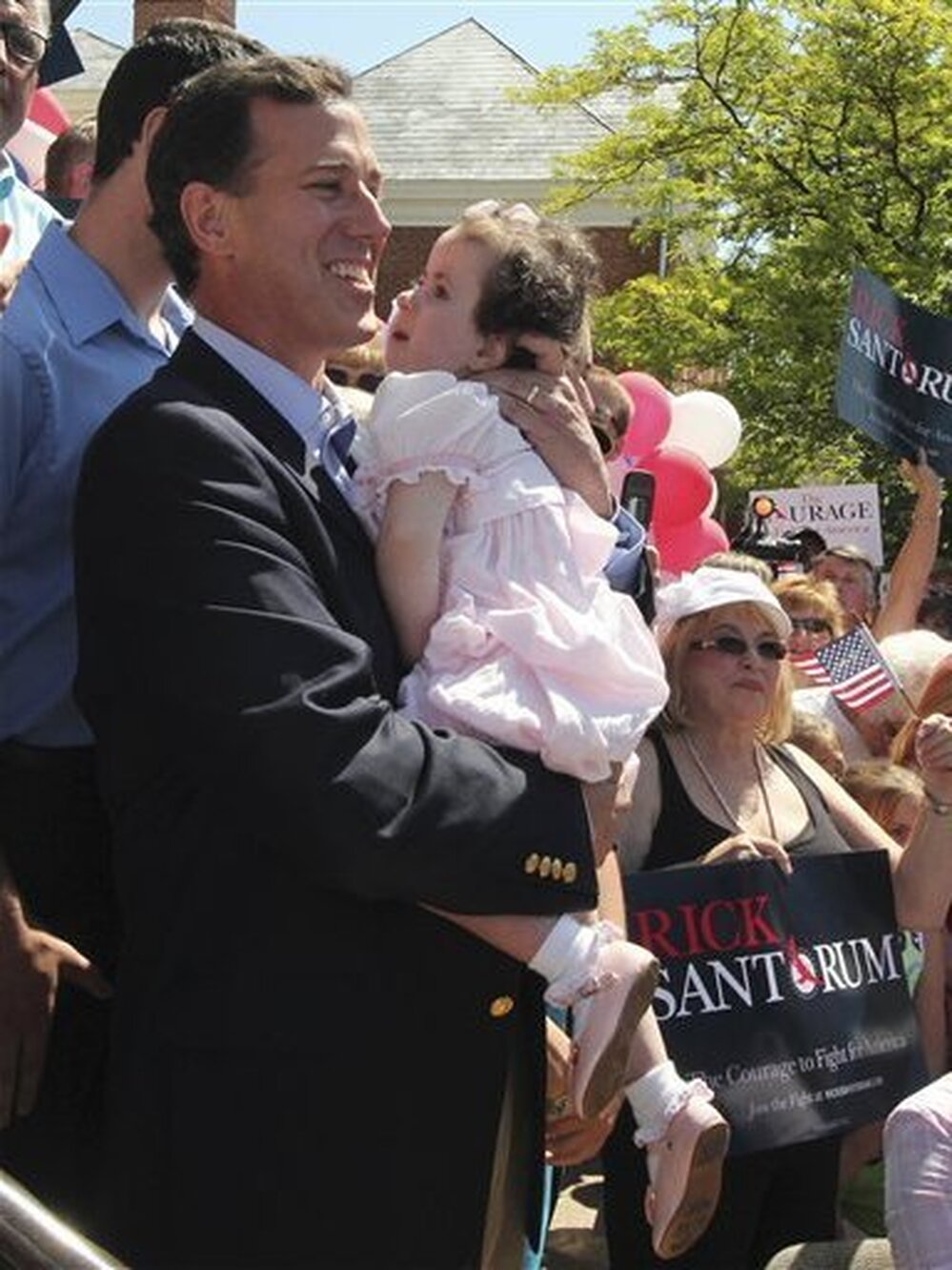 Rick Santorum holds daughter Isabella on June 6 in Somerset, Pa. 