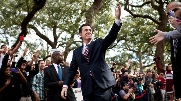 Comedian Stephen Colbert at a campaign stop in Charleston, South Carolina. (Getty Images)