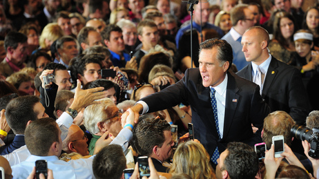 Mitt Romney greets supporters during a victory party Tuesday night in Tampa, Fla. Mitt Romney greets supporters during a victory party Tuesday night in Tampa, Fla.