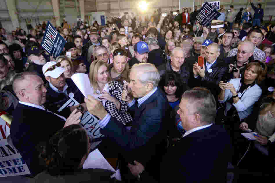 Ron Paul signs autographs at a campaign rally in Colorado Springs. "We want our freedoms back, we don't want more government!" Paul said as he wrapped up his speech in Henderson, Nev., where he was campaigning Tuesday. 