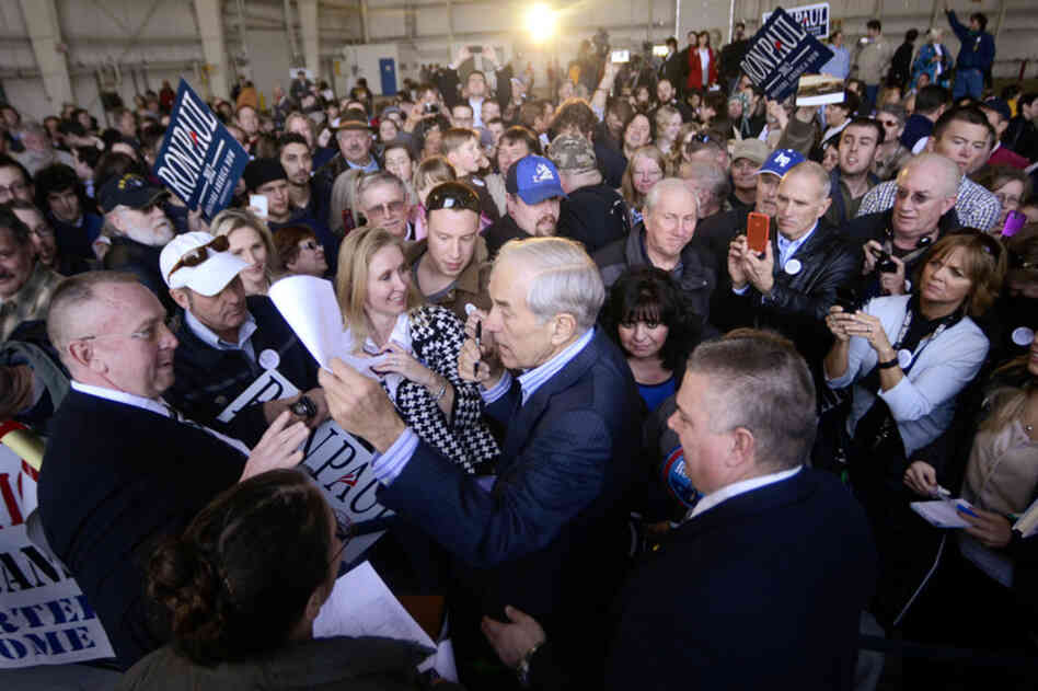 Ron Paul signs autographs at a campaign rally in Colorado Springs. "We want our freedoms back, we don't want more government!" Paul said as he wrapped up his speech in Henderson, Nev., where he was campaigning Tuesday. 