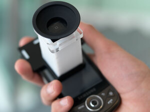 EyeNetra's smartphone-based NETRA system can perform an eye exam in roughly two minutes.