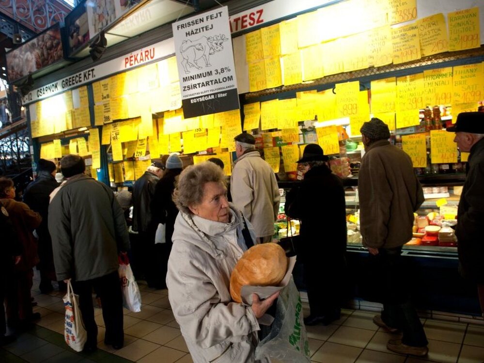Hungary now has the highest sales tax in the European Union — 27 percent. Here, a woman goes grocery shopping in the capital, Budapest, in January.
