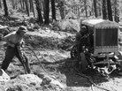 Controlling dust from activities like this was on the minds of those in the Department of Labor in the 1930s, as silicosis, a lung disease, was taking a toll on American workers. Above, a worker jackhammers into rock in Lassen National Forest in California in 1934, preparing to shoot explosives. Controlling dust from activities like this was on the minds of those in the Department of Labor in the 1930s, as silicosis, a lung disease, was taking a toll on American workers. Above, a worker jackhammers into rock in Lassen National Forest in California in 1934, preparing to shoot explosives.
