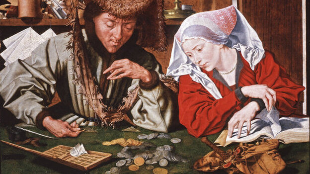Oil painting by Marinus van Reymerswaele. (Courtesy of Palazzo Strozzi)