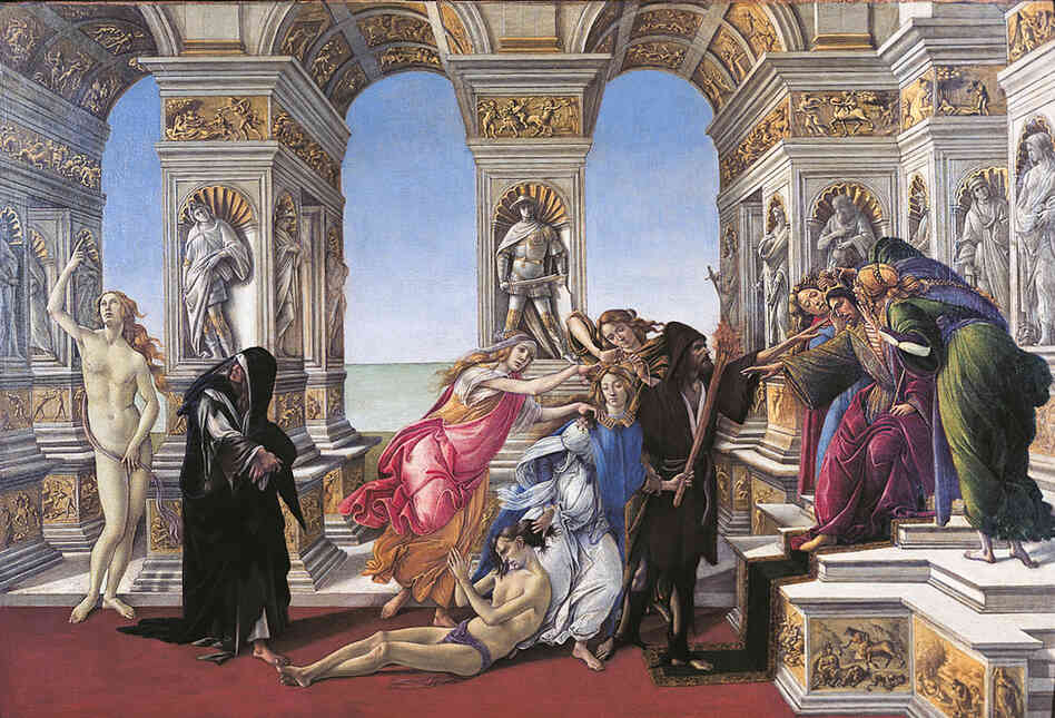 This painting, "The Calumny of Apelles" by Sandro Botticelli, is a prime example of how the artist's works reflected the shifts and tensions between secular and sacred.