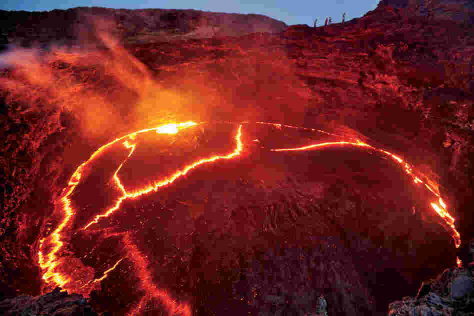 A lake of lava bubbles atop Erta Ale, the region's most active volcano.