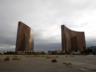 The site of the demolished Frontier casino sits vacant on the Las Vegas Strip in December. Construction of a new hotel and casino, the Las Vegas Plaza, has been delayed until economic conditions improve. The site of the demolished Frontier casino sits vacant on the Las Vegas Strip in December. Construction of a new hotel and casino, the Las Vegas Plaza, has been delayed until economic conditions improve.