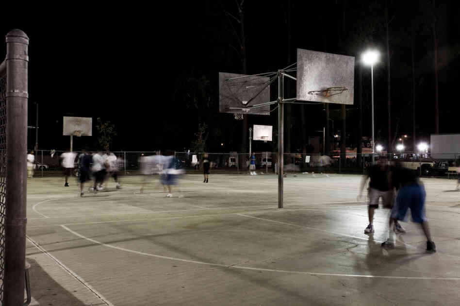 Pickup basketball, for one. Pickup basketball, for one.