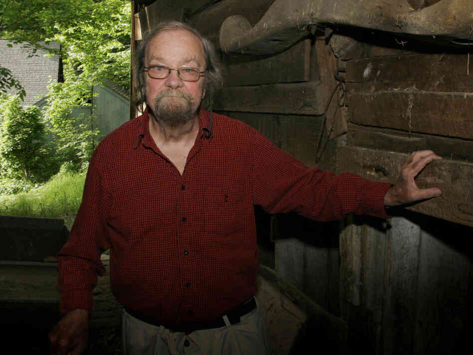 Donald Hall stands in the barn of the 200-year-old Wilmot farm that has been in his family for four generations. His latest poetry collection is called The Back Chamber.