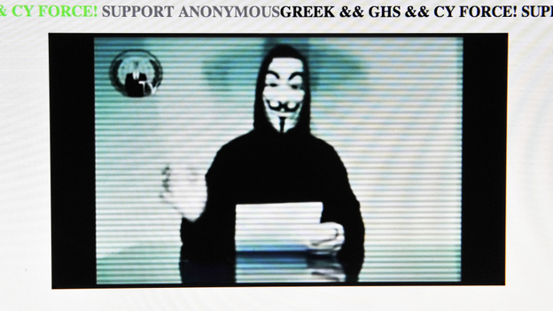 The Greek Ministry of Justice website after it was hacked earlier today.