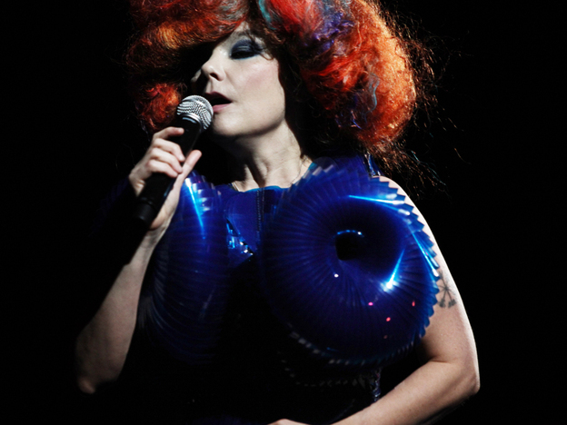 Bjork performs during the Biophilia Live Show at the New York Hall of Science in Queens, N.Y., Feb. 3, 2012. 