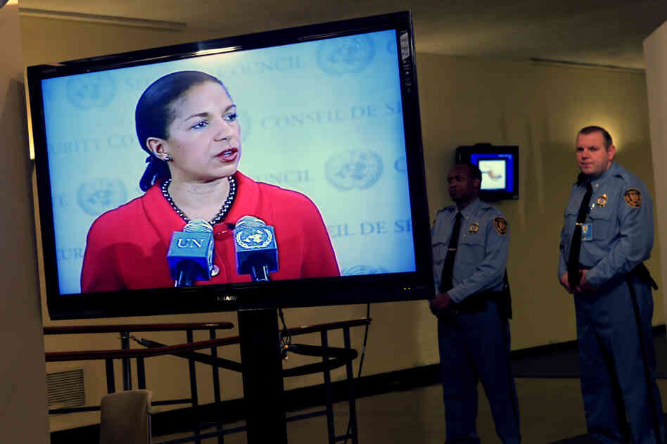 United States Ambassador to the United Nations Susan Rice spoke after the Security Council vote on Saturday, saying the United States was "disgusted" by Russia and China's veto. 